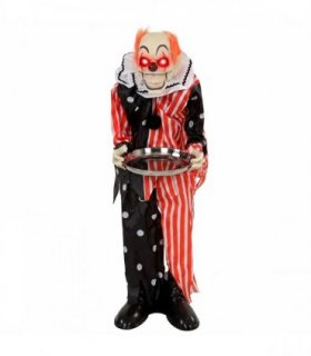 HOMCOM Animated Clown Halloween Decoration, Scary Halloween Animatronics Decor with Sound Touch Activated