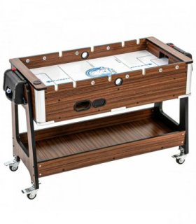 SPORTNOW 3 in 1 Multi Game Table, 3.4ft Reversible Air Hockey Pool Football Games Table with Lockable Wheels, Storage Shelf