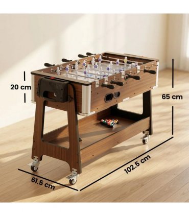 SPORTNOW 3 in 1 Multi Game Table, 3.4ft Reversible Air Hockey Pool Football Games Table with Lockable Wheels, Storage Shelf