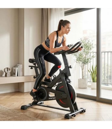 SPORTNOW Exercise Bike, Indoor Stationary Bike with Smart APP, 0-100% Magnetic Resistance, Adjustable Seat & Handlebars