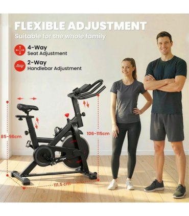 SPORTNOW Exercise Bike, Indoor Stationary Bike with Smart APP, 0-100% Magnetic Resistance, Adjustable Seat & Handlebars
