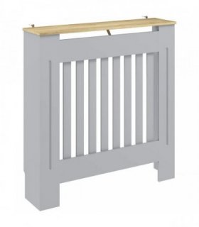 HOMCOM Heater Cover, Radiator Cover Slatted Painted MDF Lined Grill Grey, 78W x 19D x 81H cm