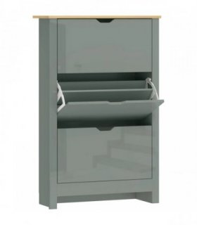 HOMCOM Slim Shoe Cabinet, Narrow Shoe Cupboard with 3 Flip Drawers, Adjustable Shelves for 18 Pairs of Shoes, Light Grey