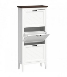 HOMCOM Shoe Cabinet with 3 Flip Drawers, Farmhouse Narrow Shoe Storage Cabinet with Adjustable Shelves, White