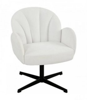 HOMCOM Swivel Accent Chair, Shell-Shaped Armchair with Spring Cushion, Metal Base, Cream White