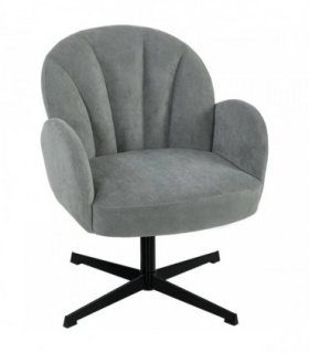 HOMCOM Swivel Accent Chair, Shell-Shaped Armchair with Spring Cushion, Metal Base, Grey