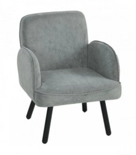HOMCOM Lounge Chair Velvet Upholstered Armchair with Spring Cushion for Living Room Bedroom Grey
