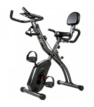SPORTNOW 4-In-1 Folding Exercise Bike with Resistance Bands, Bluetooth App, 8-Level Magnetic Resistance, LCD Display, Black