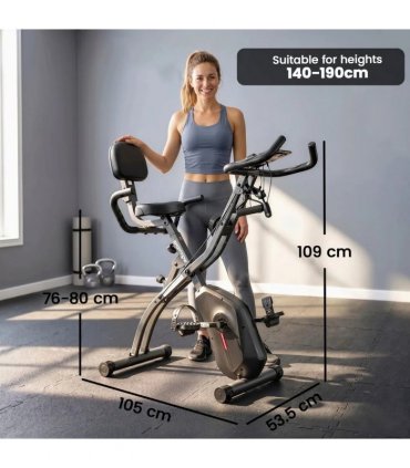 SPORTNOW 4-In-1 Folding Exercise Bike with Resistance Bands, Bluetooth App, 8-Level Magnetic Resistance, LCD Display, Black