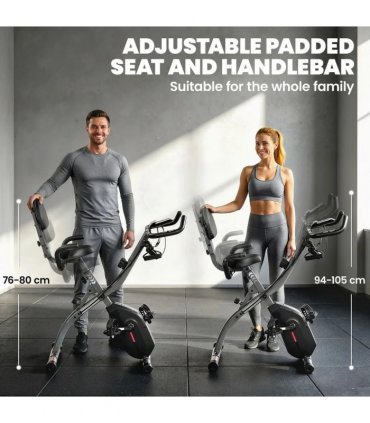 SPORTNOW 4-In-1 Folding Exercise Bike with Resistance Bands, Bluetooth App, 8-Level Magnetic Resistance, LCD Display, Black