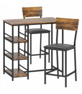 HOMCOM Three-Piece Compact Bar Table Set - Brown/Black