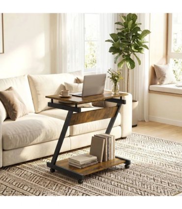 HOMCOM Movable Computer Desk with 4 Moving Wheels and Keyboard Tray