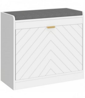 HOMCOM Shoe Storage with Seat, Upholstered Entryway Bench, Shoe Bench with 1 Flip Drawer and 4 Vents for 5 Pairs of Shoes