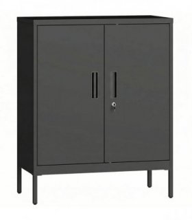 HOMCOM Metal Storage Cabinet with Lock and Adjustable Shelves - Black