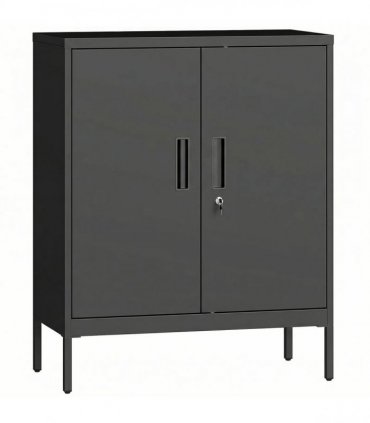 HOMCOM Metal Storage Cabinet with Lock and Adjustable Shelves - Black