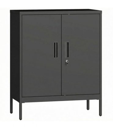 HOMCOM Metal Storage Cabinet with Lock and Adjustable Shelves - Black