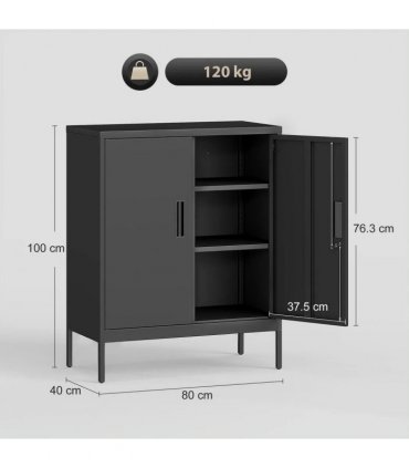 HOMCOM Metal Storage Cabinet with Lock and Adjustable Shelves - Black