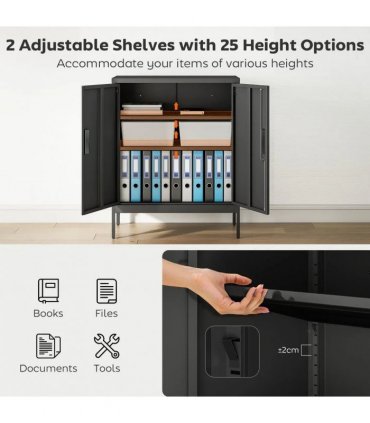 HOMCOM Metal Storage Cabinet with Lock and Adjustable Shelves - Black