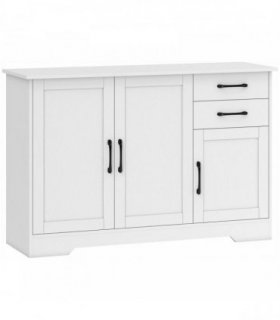 HOMCOM Sideboard with 2 Drawers Modern Storage Cabinet, Kitchen Cupboard with Adjustable Shelf and 3 Doors White