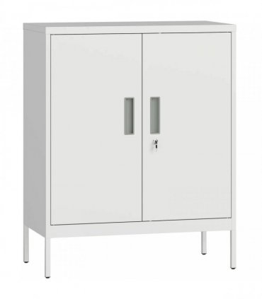 HOMCOM Metal Storage Cabinet with Lock and Adjustable Shelves - White