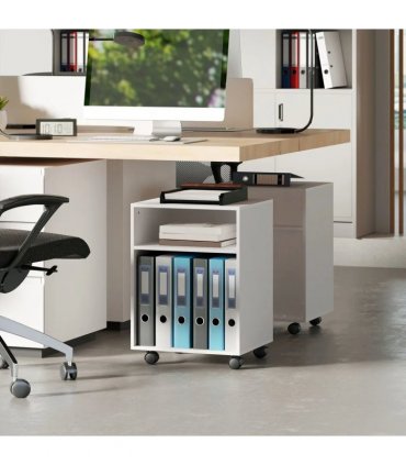 HOMCOM 2-Tier Printer Stand with Storage, Under Desk Printer Cart on Wheels, White