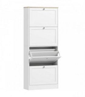 HOMCOM Modern Compact Four-Drawer Shoe Storage Cabinet - White