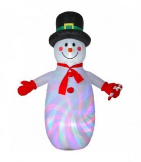 Outsunny 8FT Christmas Inflatable Outdoor Decoration with Dynamic Disco & LED Lights, Self-Inflating Christmas Blow Up Snowman for Garden, Indoor Outdoor Home Decor