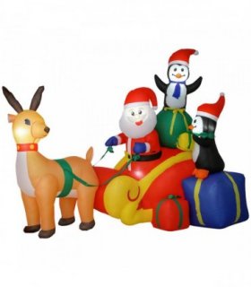 Outsunny 6ft Inflatable Santa Sleigh Decoration, with Accessories
