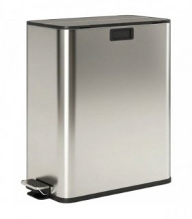HOMCOM Dual Kitchen Bin with Soft-Close Butterfly Lid, 2 x 28L Stainless Steel Pedal Bin with Removable Inner Buckets, Fingerprint-Proof for Recycling and Waste, Silver Tone