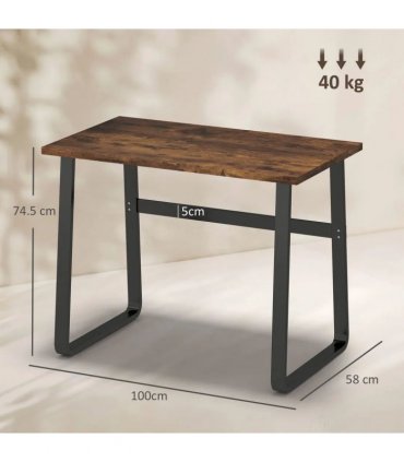 HOMCOM Industrial Writing Desk With Metal Legs, 100 x 58 x 74.5cm, Rustic Brown and Black