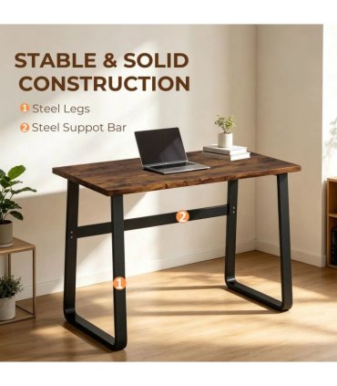 HOMCOM Industrial Writing Desk With Metal Legs, 100 x 58 x 74.5cm, Rustic Brown and Black