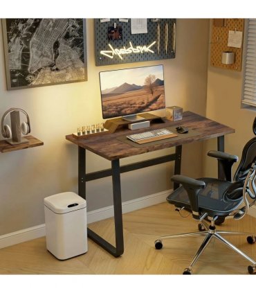 HOMCOM Industrial Writing Desk With Metal Legs, 100 x 58 x 74.5cm, Rustic Brown and Black