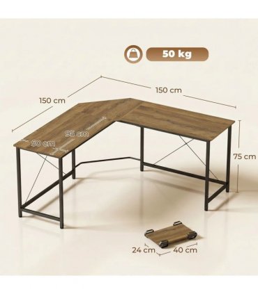 HOMCOM Corner L-Shape Computer Desk PC Workstation Writing Gaming Table Home Office