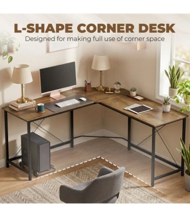 HOMCOM Corner L-Shape Computer Desk PC Workstation Writing Gaming Table Home Office