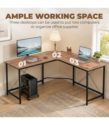 HOMCOM Corner L-Shape Computer Desk PC Workstation Writing Gaming Table Home Office