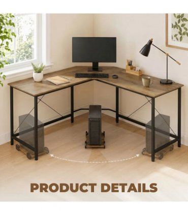 HOMCOM Corner L-Shape Computer Desk PC Workstation Writing Gaming Table Home Office