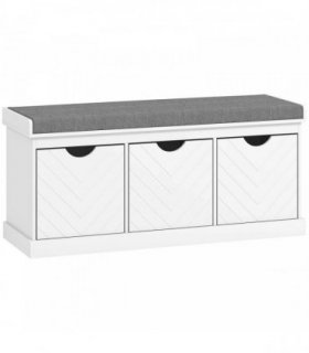HOMCOM 3-Drawer Padded Shoe Bench with Breathable & Washable Linen-look Cover, White