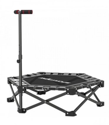 SPORTNOW 42" Foldable Mini Trampoline, One-Step Fold & Open, Rebounder Trampoline with 3-Level Adjustable Handle for Adults