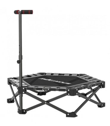 SPORTNOW 42" Foldable Mini Trampoline, One-Step Fold & Open, Rebounder Trampoline with 3-Level Adjustable Handle for Adults