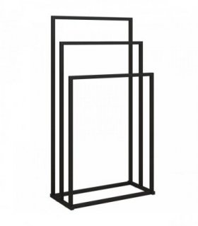 HOMCOM Freestanding Towel Rack, Steel Towel Rail Holder with 3 Bars, Black