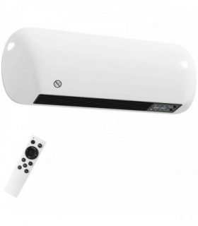 HOMCOM 2000W Ceramic Electric Heater with Fan, Adjustable Thermostat, Wall Mounted - White