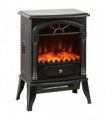 HOMCOM Electric Fireplace Stove Heater with 3D Flame Effect, 2000W/1000W, Freestanding Portable Fireplace with Adjustable Thermostat, 2 Heat Settings for Living Room, Black