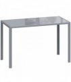HOMCOM 120cm Dining Table, Rectangle 4 Seater Kitchen Table with Tempered Glass Top and Metal Legs, Grey