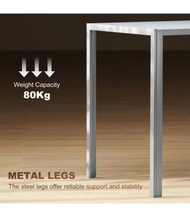 HOMCOM 120cm Dining Table, Rectangle 4 Seater Kitchen Table with Tempered Glass Top and Metal Legs, Grey