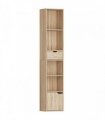 HOMCOM 6-Tier Bookcase, Tall Narrow Bookshelf with Drawer and Door - Natural Wood Finish