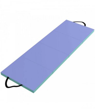 SPORTNOW Foldable Gymnastics Mat, 6 ft Long & Four Folding Thick Exercise Tumbling Mat with Carrying Handles, Green & Purple