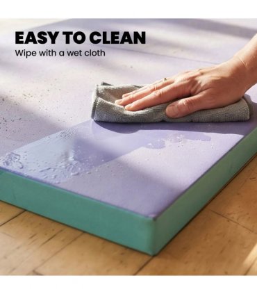 SPORTNOW Foldable Gymnastics Mat, 6 ft Long & Four Folding Thick Exercise Tumbling Mat with Carrying Handles, Green & Purple