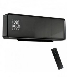 HOMCOM 2000W Ceramic Electric Heater with Fan, Adjustable Thermostat, Wall Mounted - Black