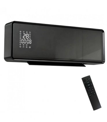 HOMCOM 2000W Ceramic Electric Heater with Fan, Adjustable Thermostat, Wall Mounted - Black