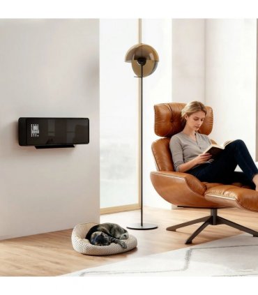 HOMCOM 2000W Ceramic Electric Heater with Fan, Adjustable Thermostat, Wall Mounted - Black